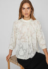 Vila Mika Floral Sequin Flowy Blouse, Cloud Dancer