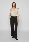 Vila Mile Satin Feel Frill Sleeve Blouse, Cement