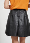 Vila Pen Coated Skater Mini Skirt, Black