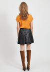 Vila Pen Coated Skater Mini Skirt, Black