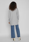 Vila Ril Long Open Knit Cardigan, Light Grey