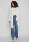 Vila Long Knit Cardigan, White Alyssum