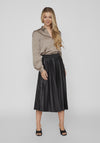 Vila Nitman Pleasted Midi Skirt, Black