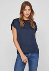 Vila Ellette Satin Top, Navy Blazer