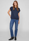 Vila Ellette Satin Top, Navy Blazer