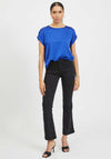 Vila Ellette Satin Top, Mazarine Blue