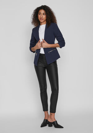 Vila Joy Spread Collar Open Blazer, Navy