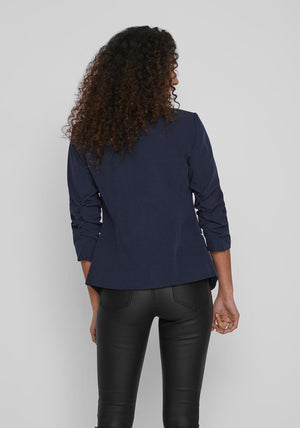 Vila Joy Spread Collar Open Blazer, Navy