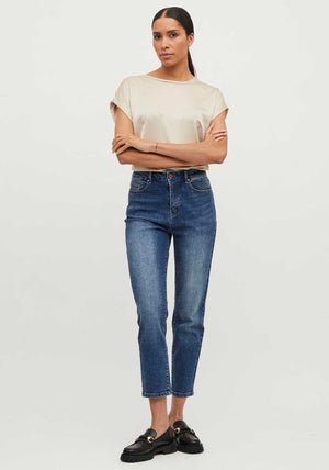 Vila Ellette Satin Top, Cement