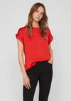 Vila Ellette Satin Top, Poppy Red