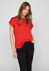 Vila Ellette Satin Top, Poppy Red