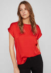 Vila Ellette Satin Top, Poppy Red