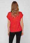Vila Ellette Satin Top, Poppy Red