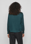 Vila Ellette V-Neck Satin Blouse, Ponderosa Pine