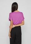 Vila Ellette V-Neck Satin Top, Cattleya Orchid