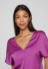 Vila Ellette V-Neck Satin Top, Cattleya Orchid