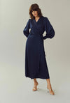 Vila Vienna Ravenna Wrap Ankle Dress, Navy Blazer