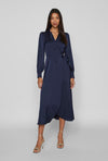 Vila Vienna Ravenna Wrap Ankle Dress, Navy Blazer