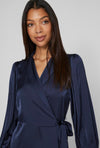 Vila Vienna Ravenna Wrap Ankle Dress, Navy Blazer