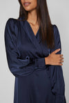 Vila Vienna Ravenna Wrap Ankle Dress, Navy Blazer