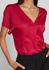 Vila Ellette V-Neck Satin Top, Cerise