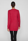 Vila Ril Long Open Knit Cardigan, Cerise