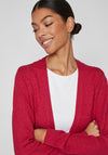 Vila Ril Long Open Knit Cardigan, Cerise