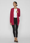 Vila Ril Long Open Knit Cardigan, Cerise