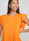 Vila Summer Tiered Smock Dress, Sun Orange