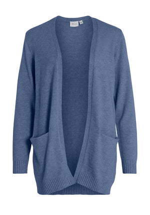 Vila Ril Long Open Knit Cardigan, Bijou Blue