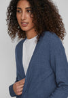 Vila Ril Long Open Knit Cardigan, Bijou Blue