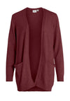 Vila Ril Long Open Knit Cardigan, Cabernet