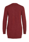 Vila Ril Long Open Knit Cardigan, Cabernet