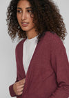 Vila Ril Long Open Knit Cardigan, Cabernet