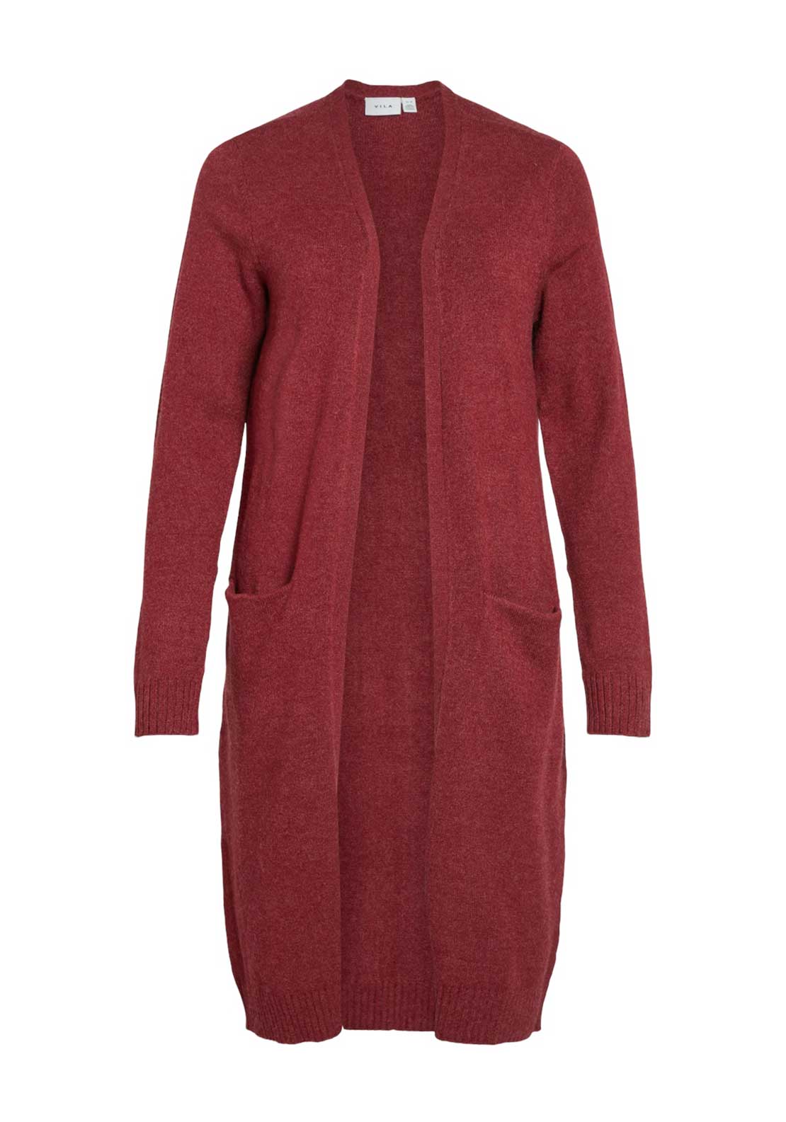 Vila Long Knit Cardigan, Cabernet