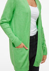 Vila Ril Long Open Knit Cardigan, Green