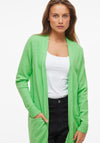 Vila Ril Long Open Knit Cardigan, Green