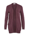 Vila Ril Long Open Knit Cardigan, Wine