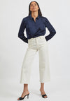 Vila Ellette Satin Shirt, Navy Blazer