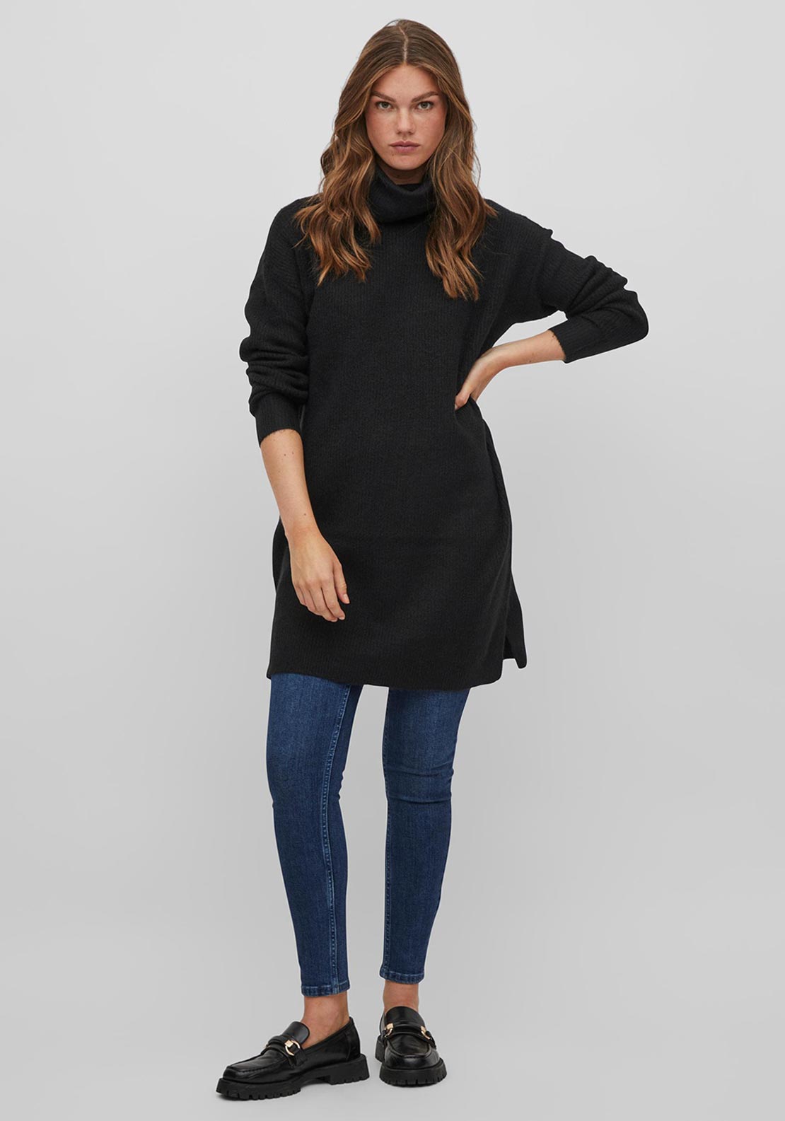 Vila Cilia Knit Jumper Dress, Black