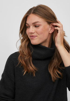Vila Cilia Knit Jumper Dress, Black