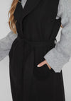 Vila Juice Tie Waist Sleeveless Trench, Black