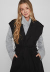 Vila Juice Tie Waist Sleeveless Trench, Black