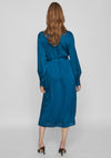 Vila Omi Satin Wrap Midi Dress, Moroccan Blue
