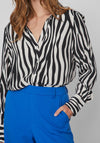 Vila Fini Button Up Zebra Print Shirt, Black & White