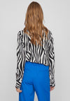 Vila Fini Button Up Zebra Print Shirt, Black & White
