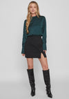 Vila Ellette High Neck Satin Top, Ponderosa Pine