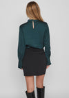 Vila Ellette High Neck Satin Top, Ponderosa Pine