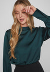 Vila Ellette High Neck Satin Top, Ponderosa Pine