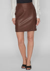 Vila Dagmar High Waist Faux Leather Mini Skirt, Shaved Chocolate